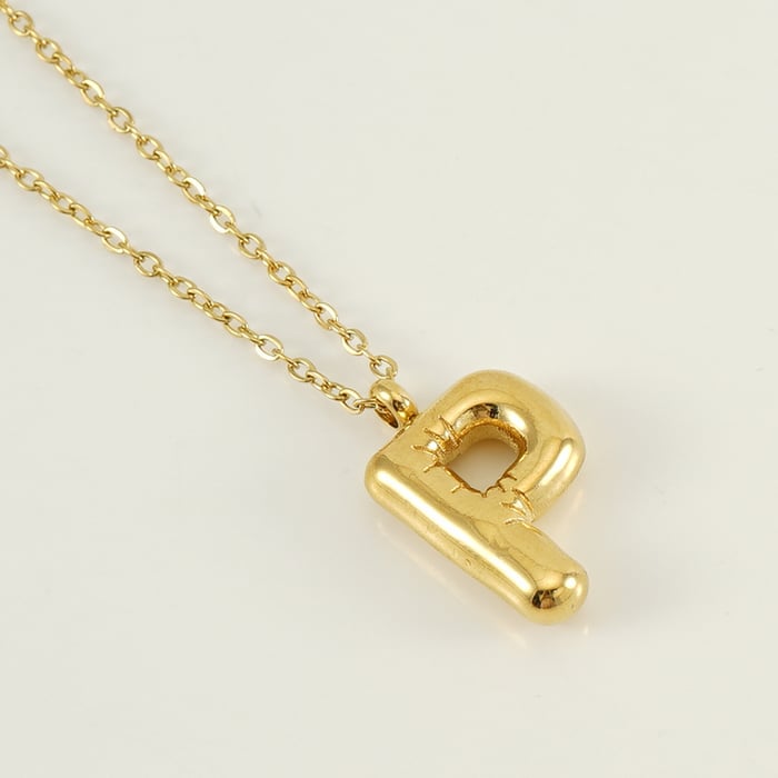 1 Piece Simple Series Simple Letter P Stainless Steel  Gold Color Women's Pendant Necklaces 